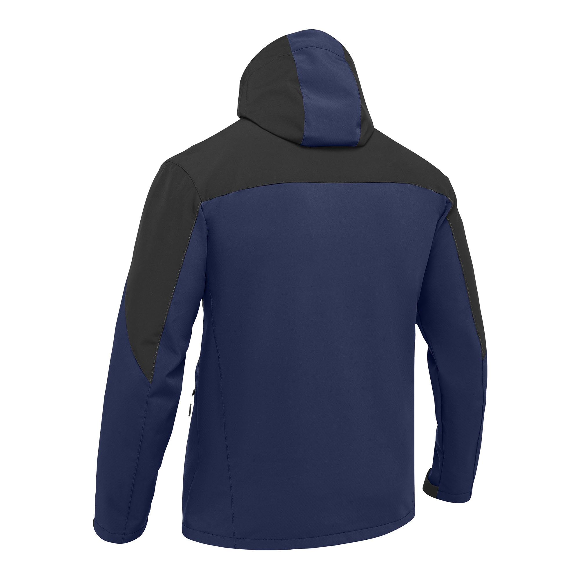 BISLEY Hicks Softshelljacke blau Hinteransicht (mit Kapuze) #farbe_blau