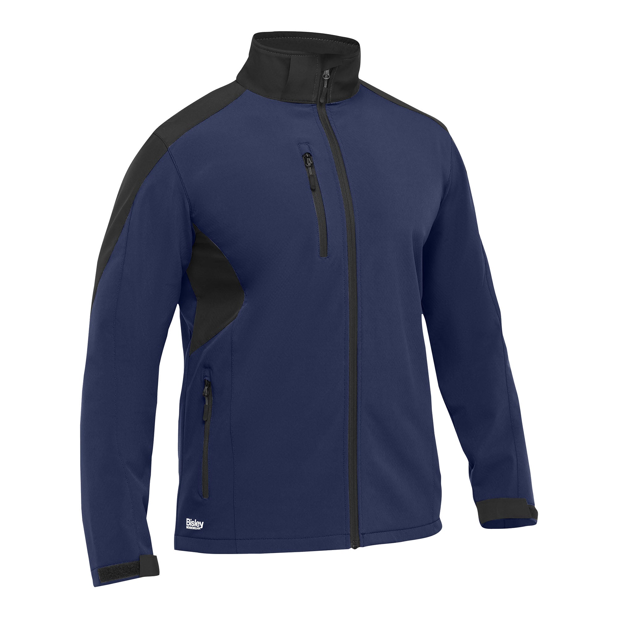 BISLEY Hicks Softshelljacke blau Vorderansicht (ohne Kapuze) #farbe_blau