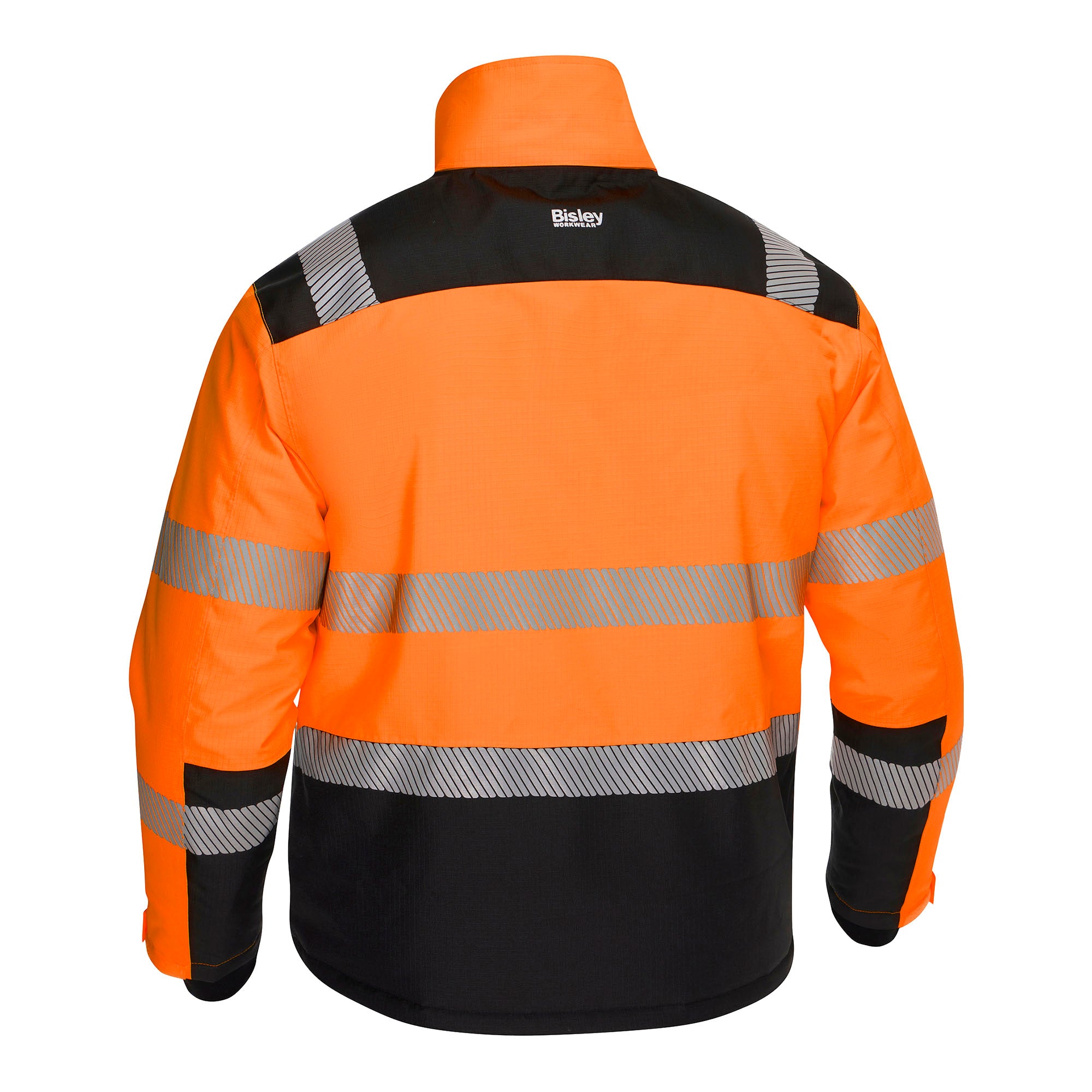 BISLEY MALCOM HI VIS Regenparka orange Herren Rückansicht ohne Kapuze #farbe_orange