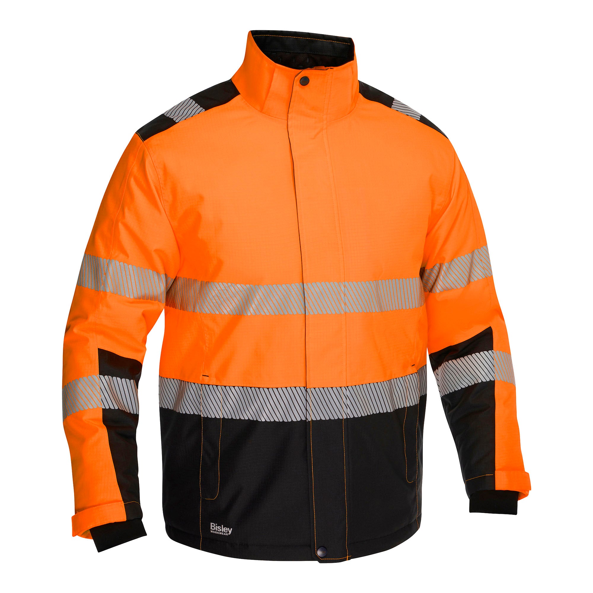 BISLEY MALCOM HI VIS Regenparka orange Herren Vorderansicht ohne Kapuze #farbe_orange