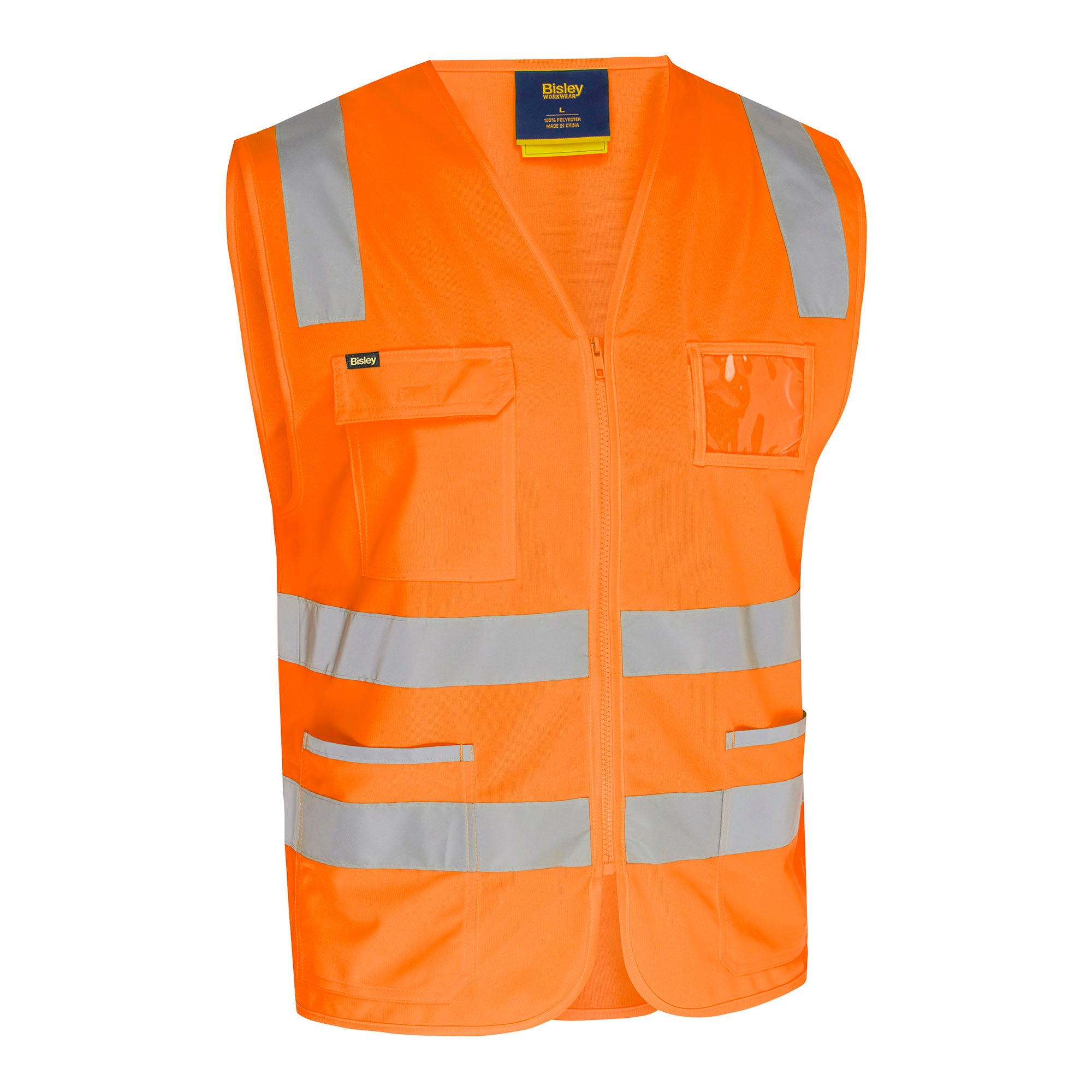 BISLEY HI VIS Weste orange Frontansicht #farbe_orange