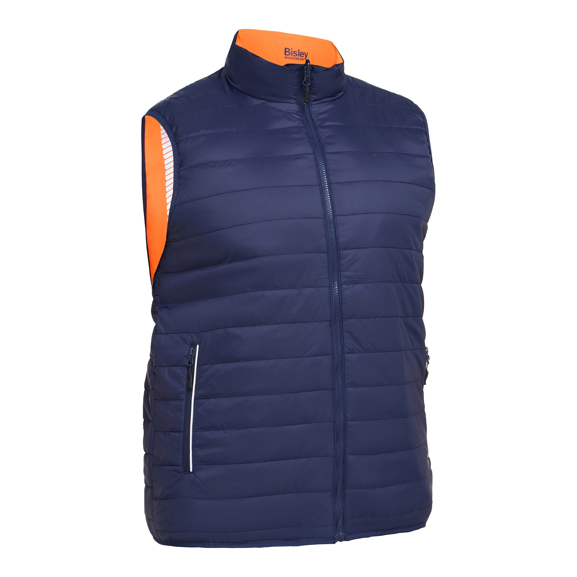 BISLEY ASHTON HI VIS Wende-Daunenweste orange Vorderansicht links gedreht #farbe_orange