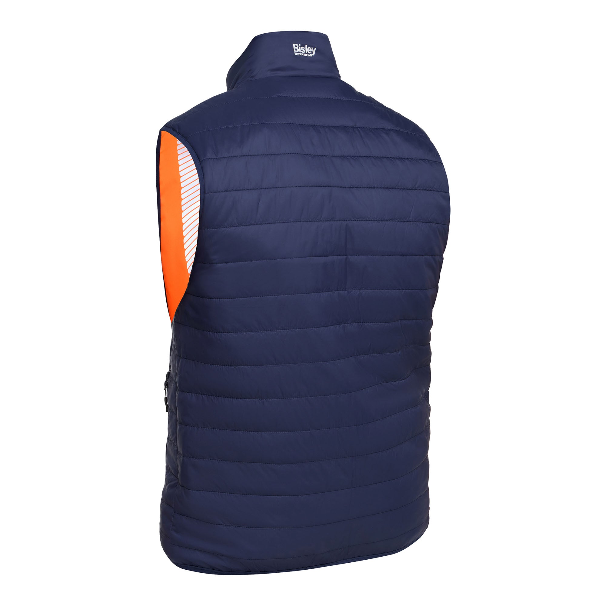 BISLEY ASHTON HI VIS Wende-Daunenweste orange Rückansicht links gedreht #farbe_orange