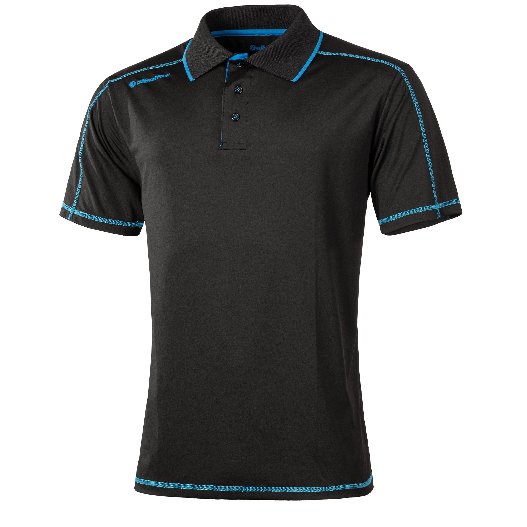 ALBATROS CLIMA Poloshirt schwarz-blau Vorderansicht #akzentfarbe_blau