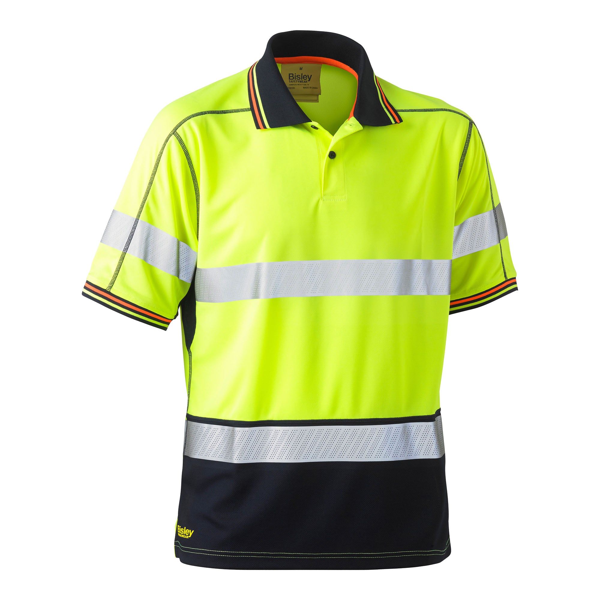 BISLEY HI VIS POLYESTER MESH POLO gelb Herren Vorderansicht #farbe_gelb