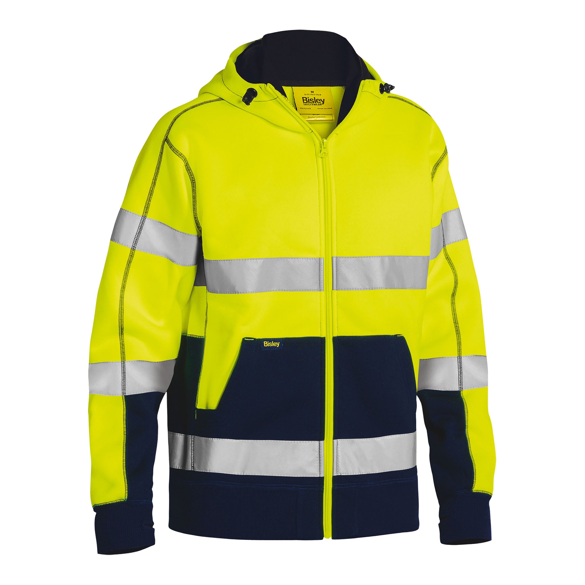 BISLEY COLVER HI VIS Fleece Hoodie gelb Herren Vorderansicht #farbe_gelb