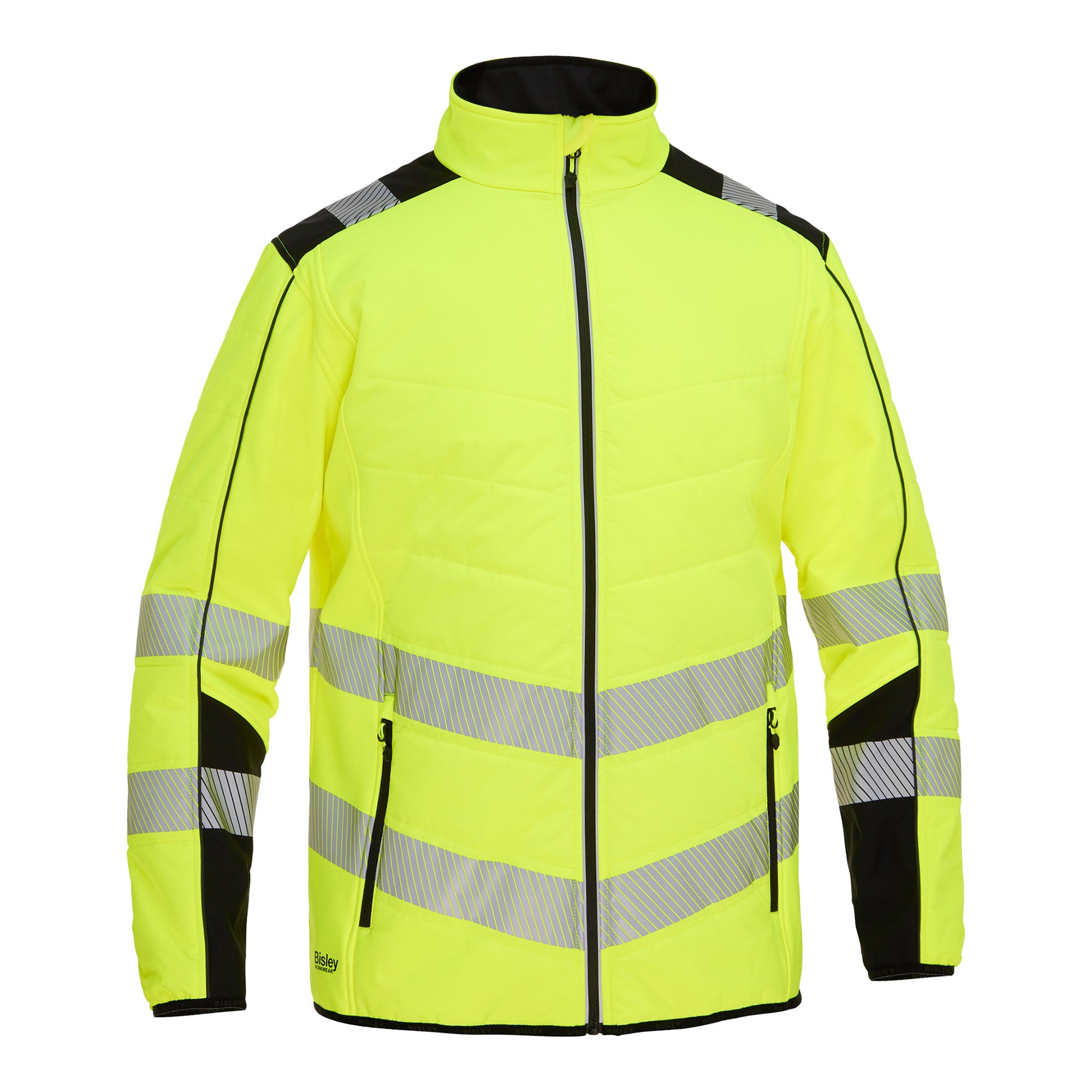 BISLEY ROBEY HI VIS Softshelljacke gelb Vorderansicht #farbe_gelb
