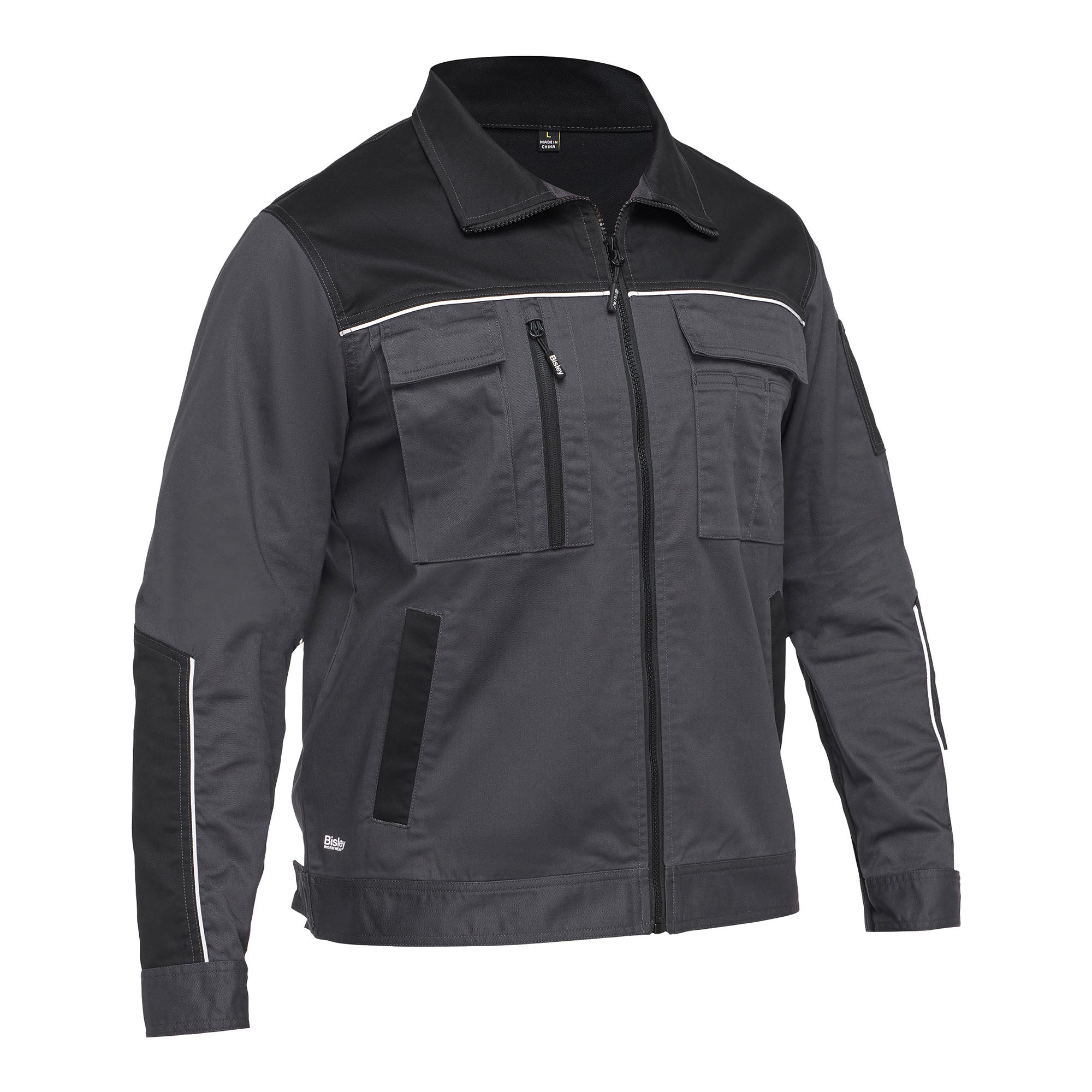 BISLEY Oliver Arbeitsjacke grau Vorderansicht #farbe_grau
