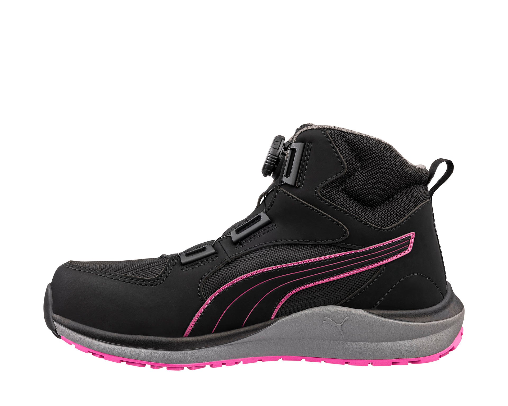 PUMA SAFETY ASPIRE DISC MID Sicherheitsschuh S3S ESD schwarz Damen links