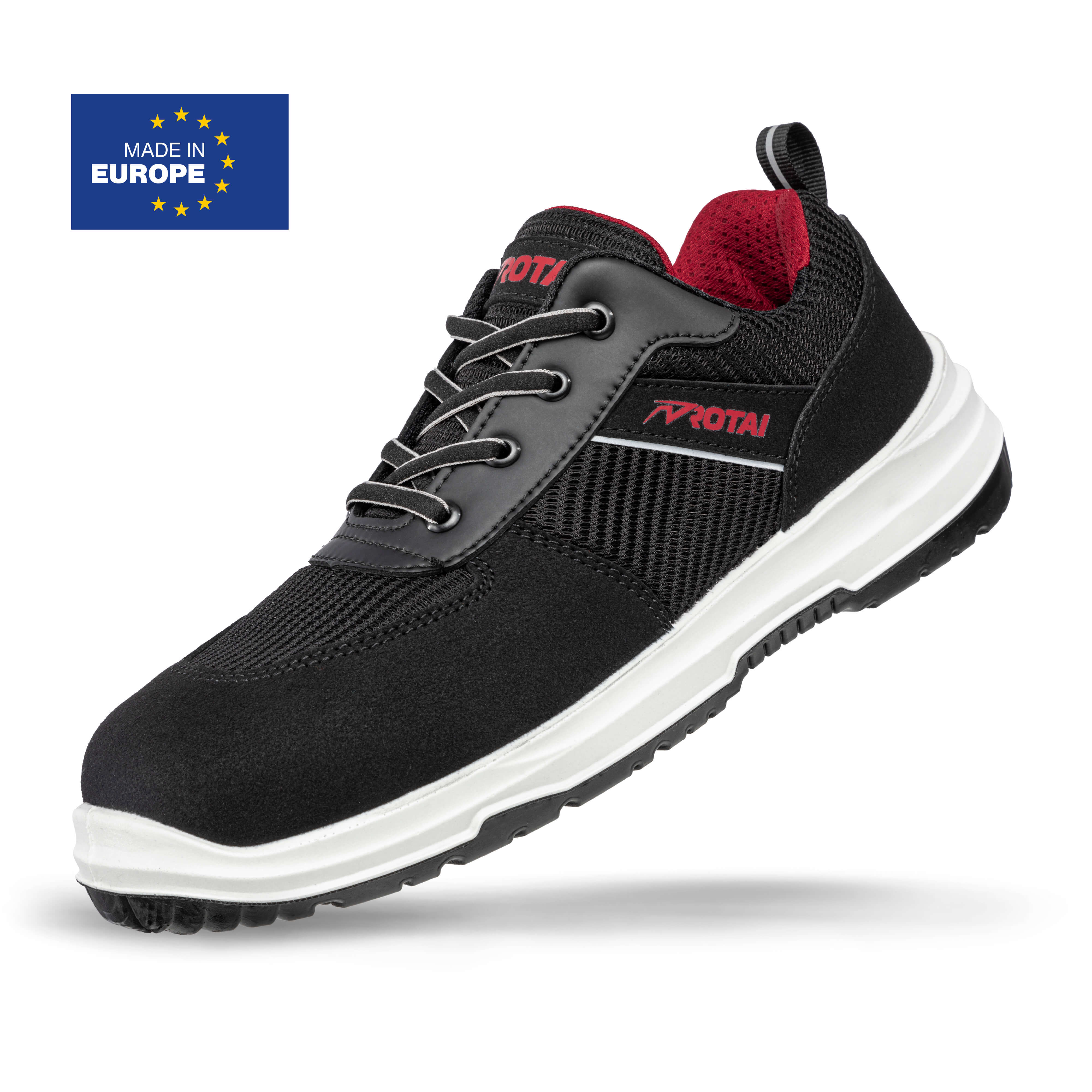 ROTAI RS PRO 22 Sicherheitsschuh S1P ESD schwarz Seitenansicht #farbe_schwarz-rot