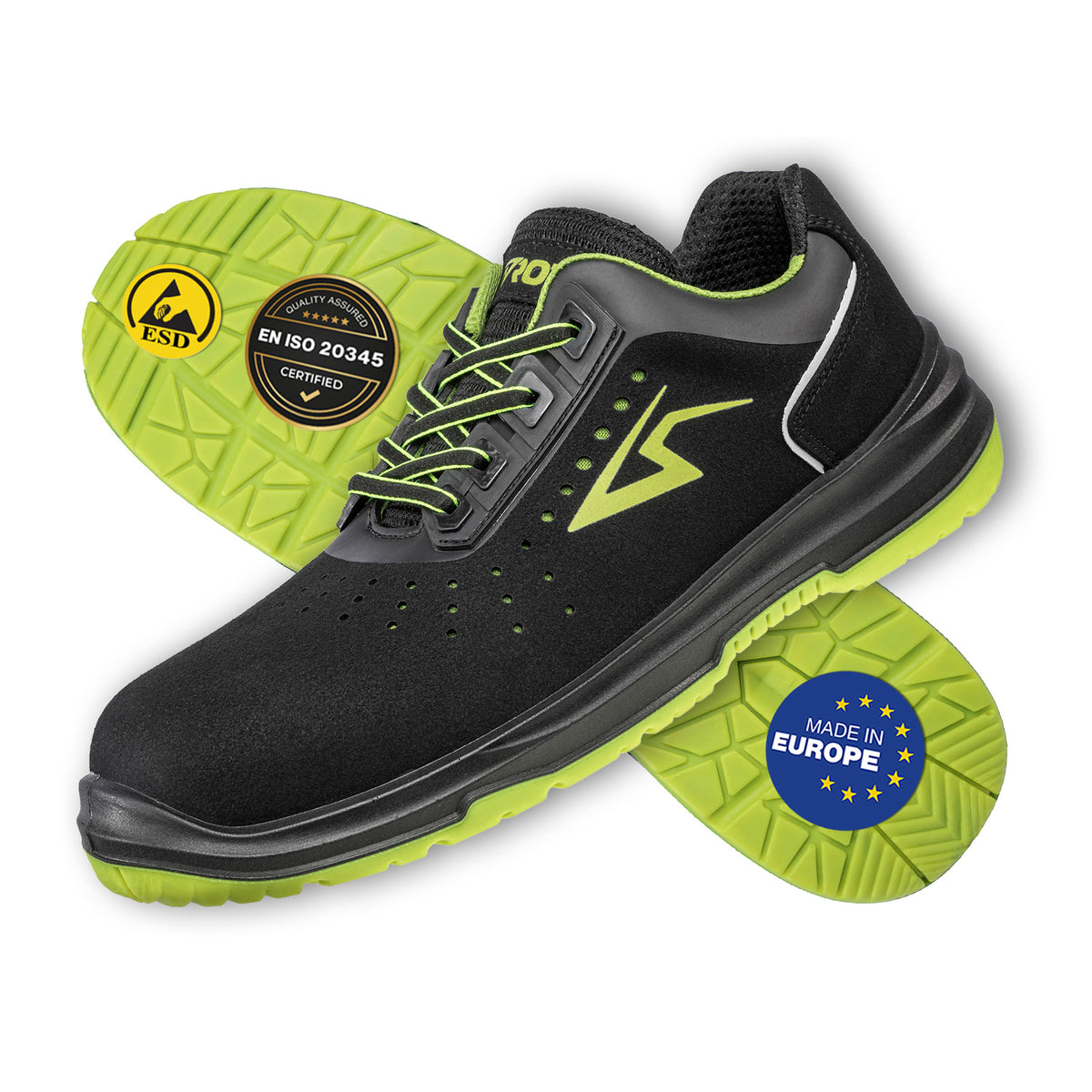 ROTAI RS PRO 22 Sicherheitsschuh S1P ESD schwarz Paaransicht #farbe_schwarz-grün