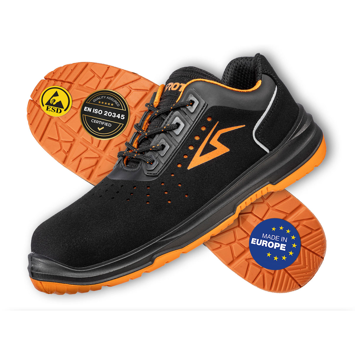 ROTAI RS PRO 22 Sicherheitsschuh S1P ESD schwarz Paaransicht #farbe_schwarz-orange
