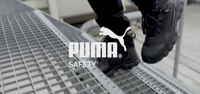 Imagevideo zeigt robuste taktische Stiefel von Puma Safety im Einsatz – langlebige Military Boots für Outdoor, Wandern, Polizei- und Sicherheitseinsätze.